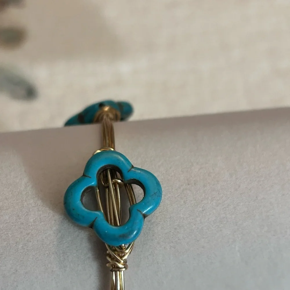 Vintage Wire Wrapped Turquoise and Crystal Beaded Bracelet Set